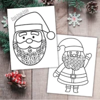 Printable Santa craft to color and countdown to Christmas by adding cotton balls to Santa's beard