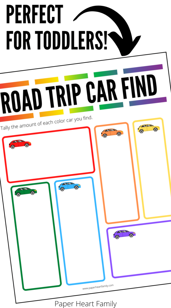 Printable where children tally the amount of each color car they find