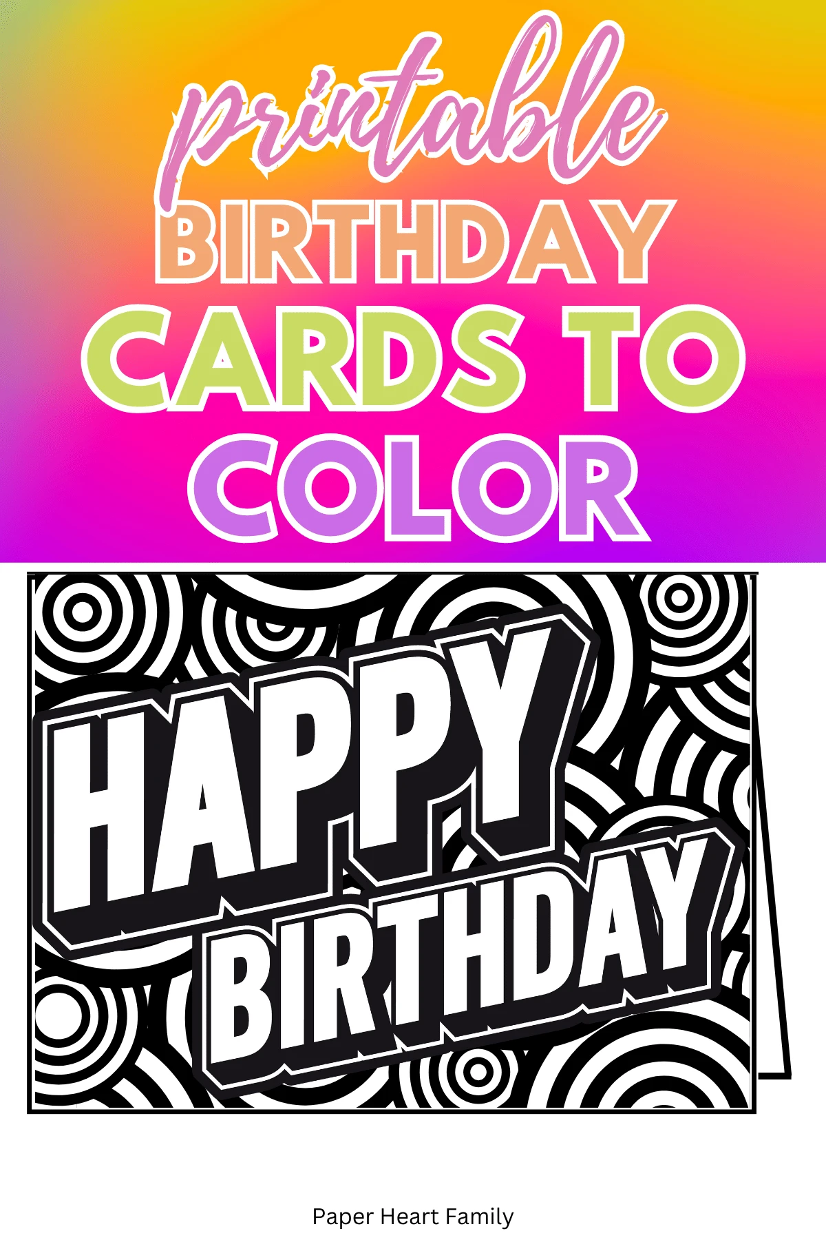70's themed birthday card to color