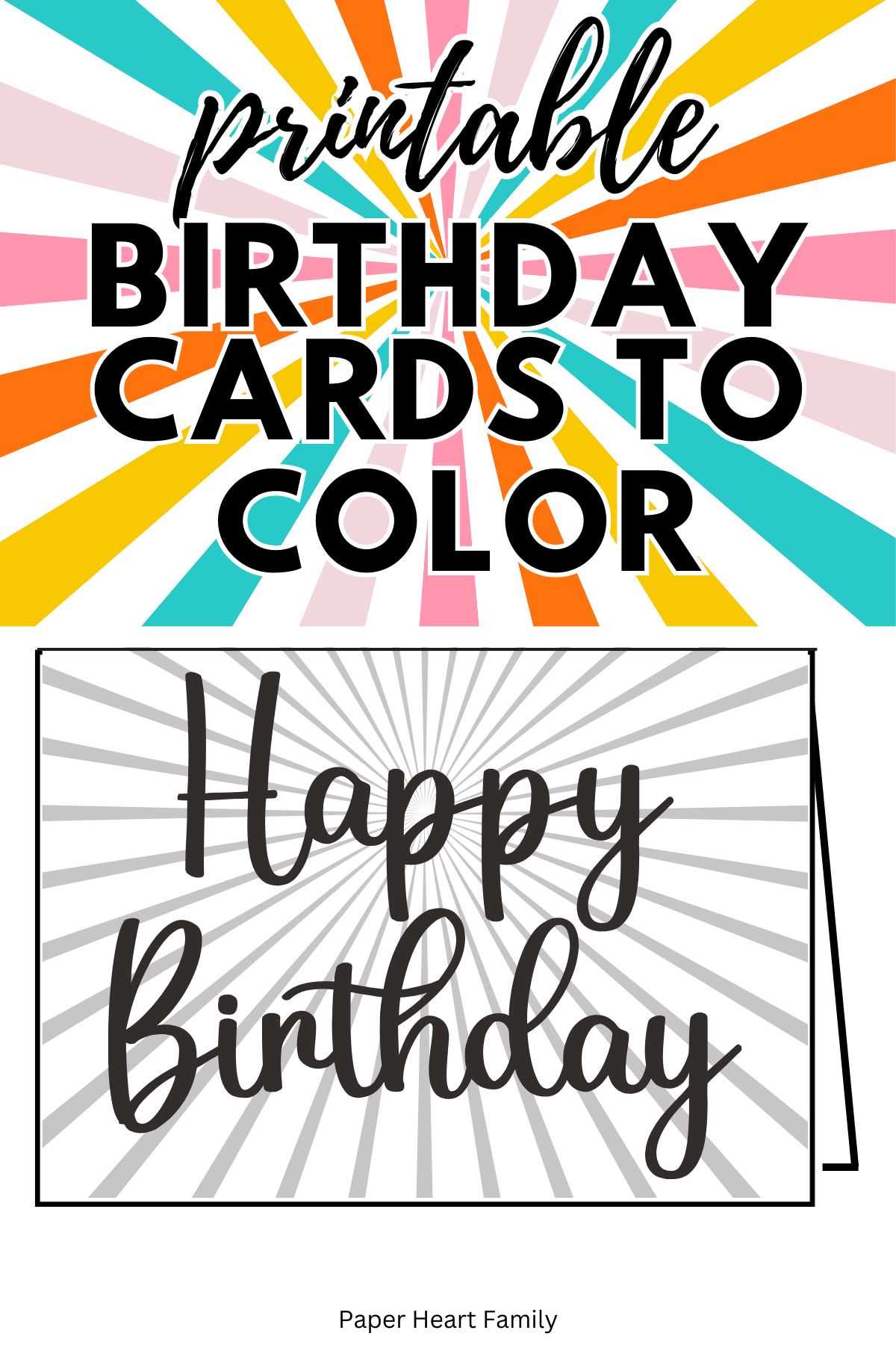 Birthday card with a sunburst