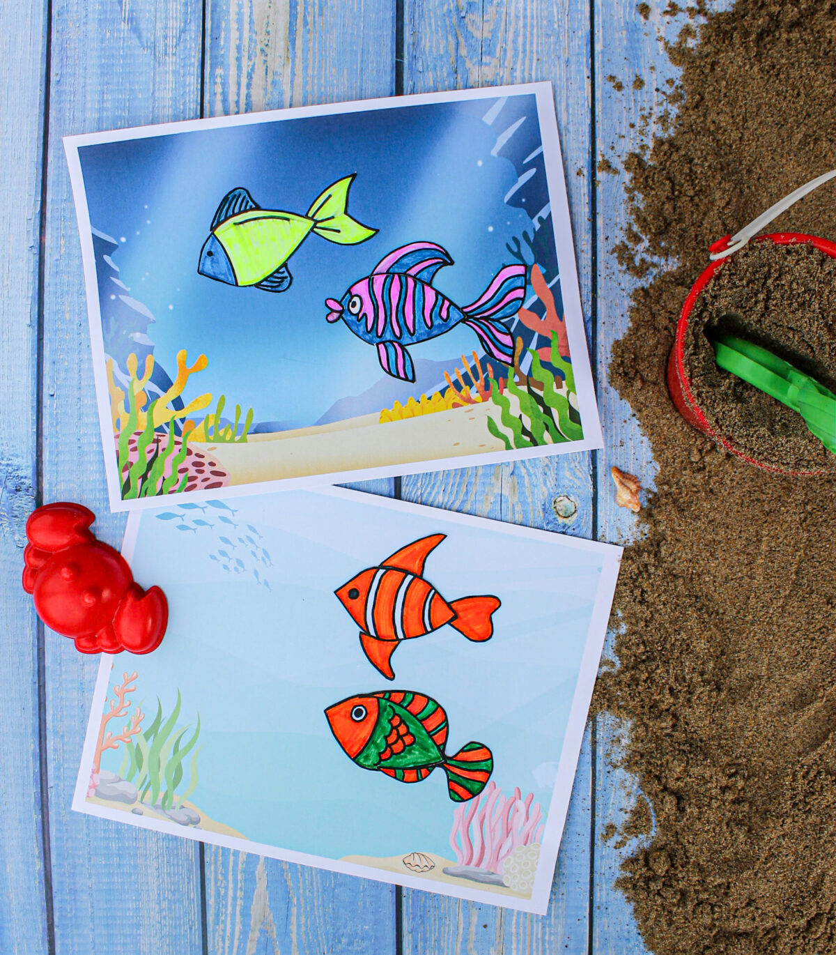 Examples of completed fish crafts