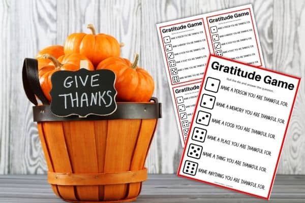 Gratitude dice game printable