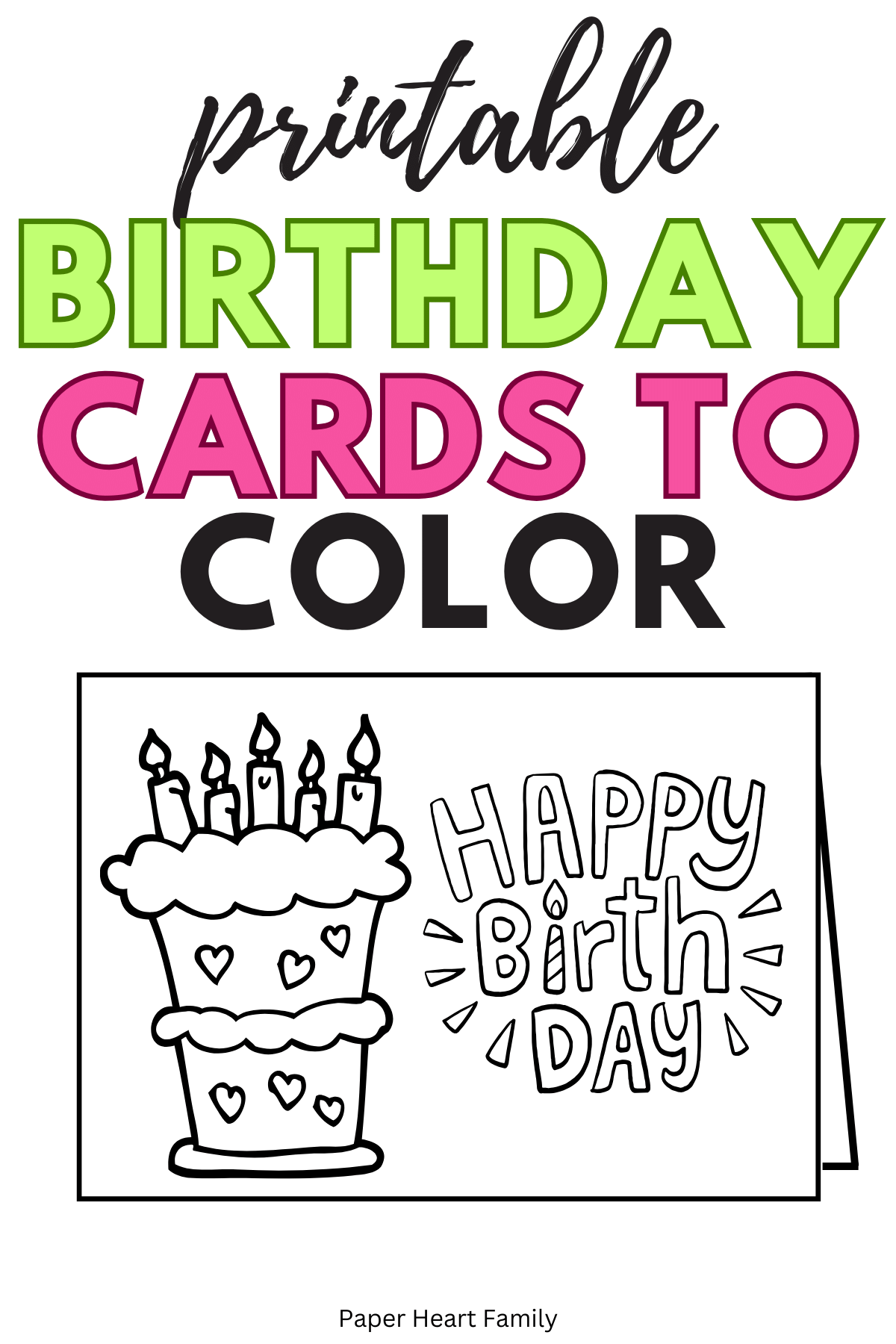 Card with a fun cake graphic and Happy Birthday message