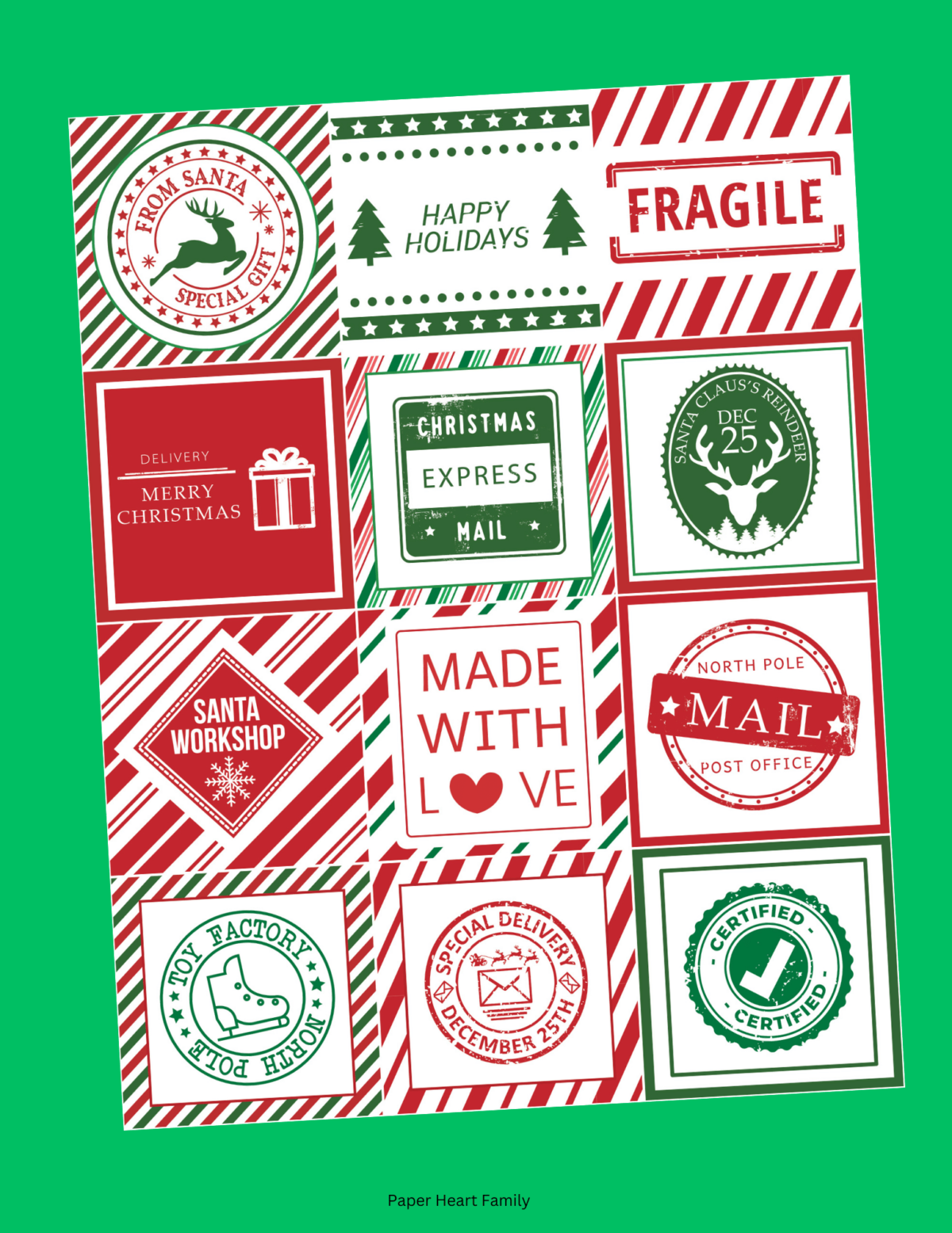 Stickers to go with the Santa mail label