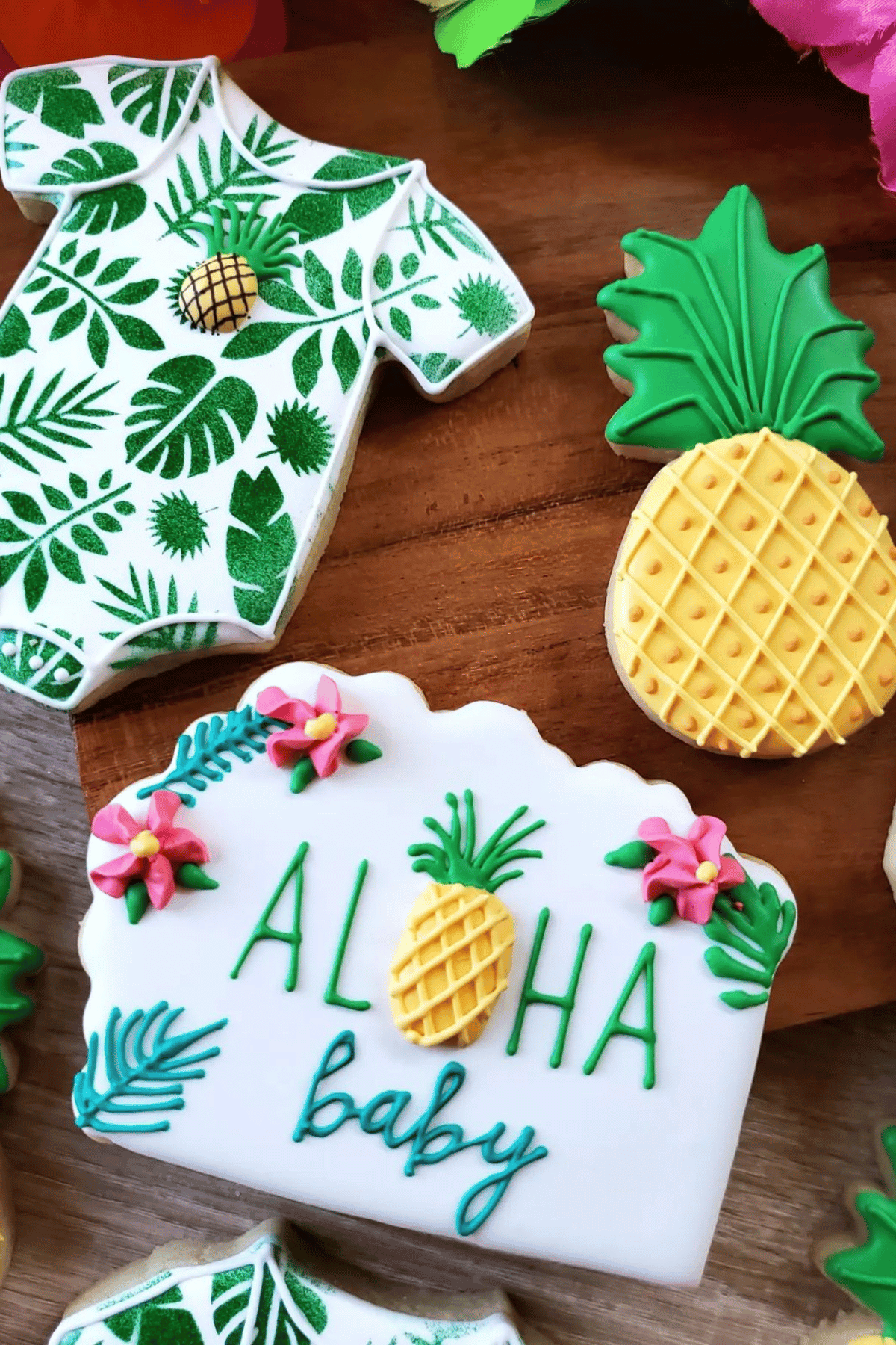 cookies of tropical shirts and pineapples