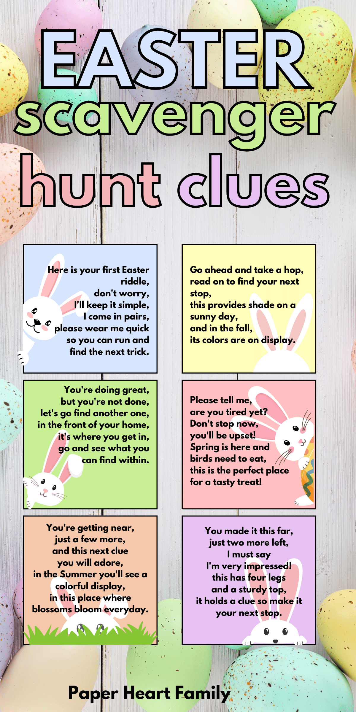 8 clues in pastel colors