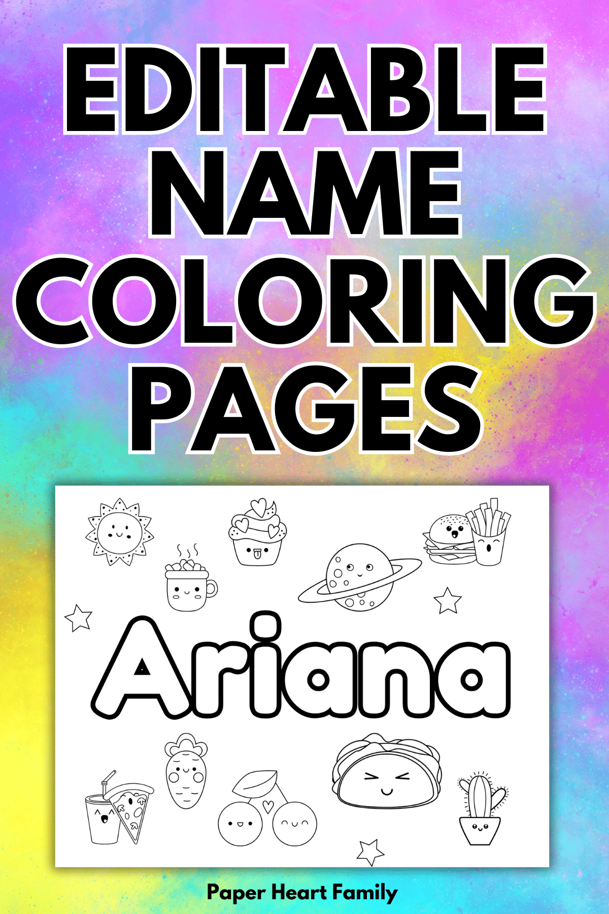 Kawaii coloring page with name Ariana