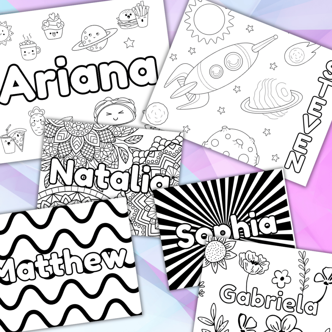 8 fun editable name coloring pages to print