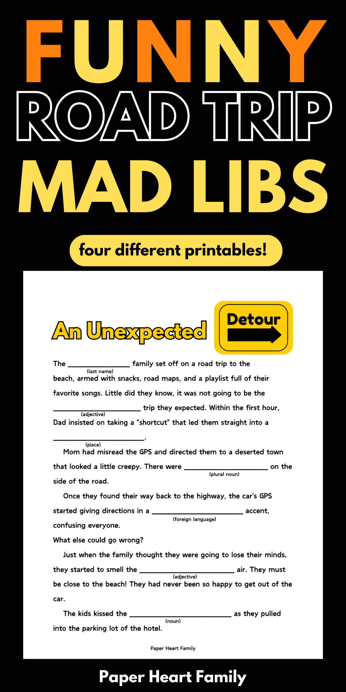 Picture of "An Unexpected Detour" Mad Lib