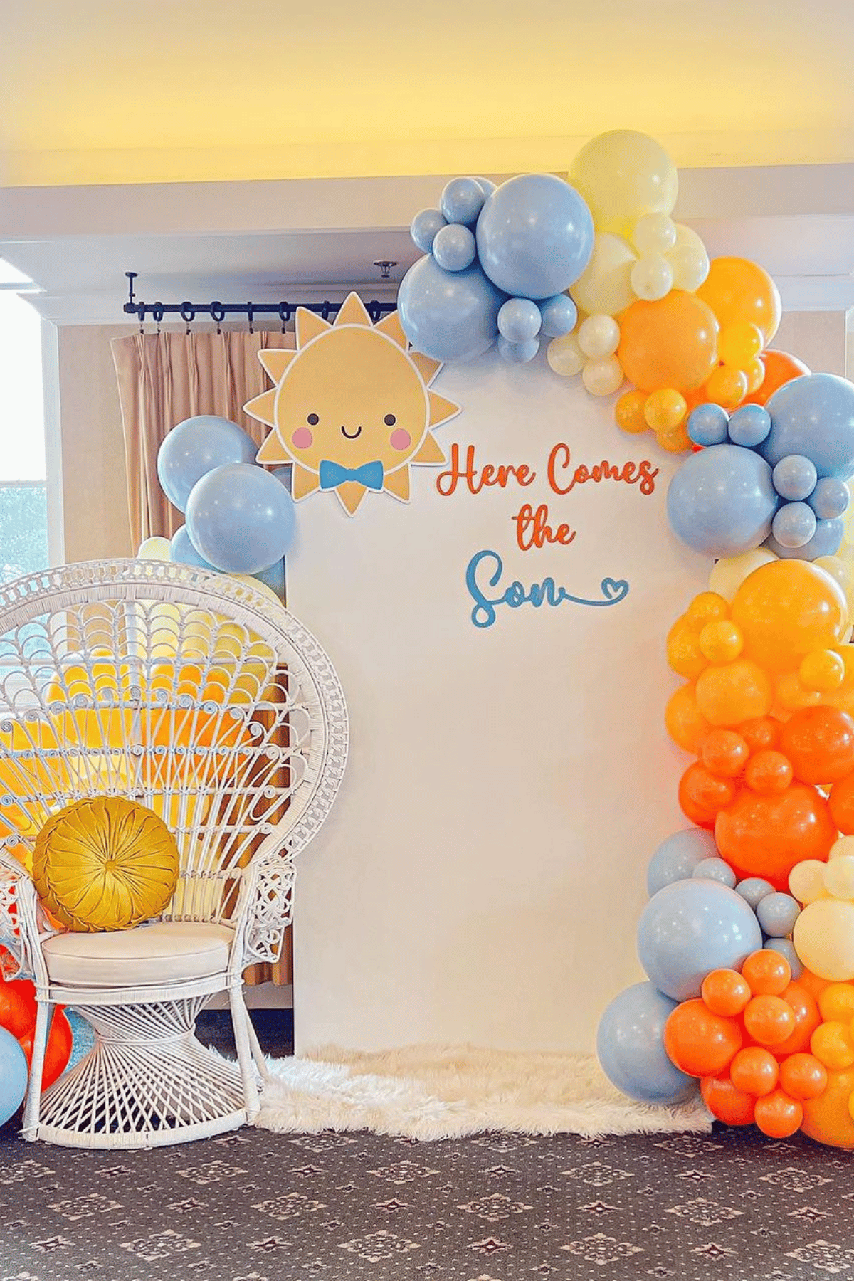 sun theme with yellow, blue and orange accents